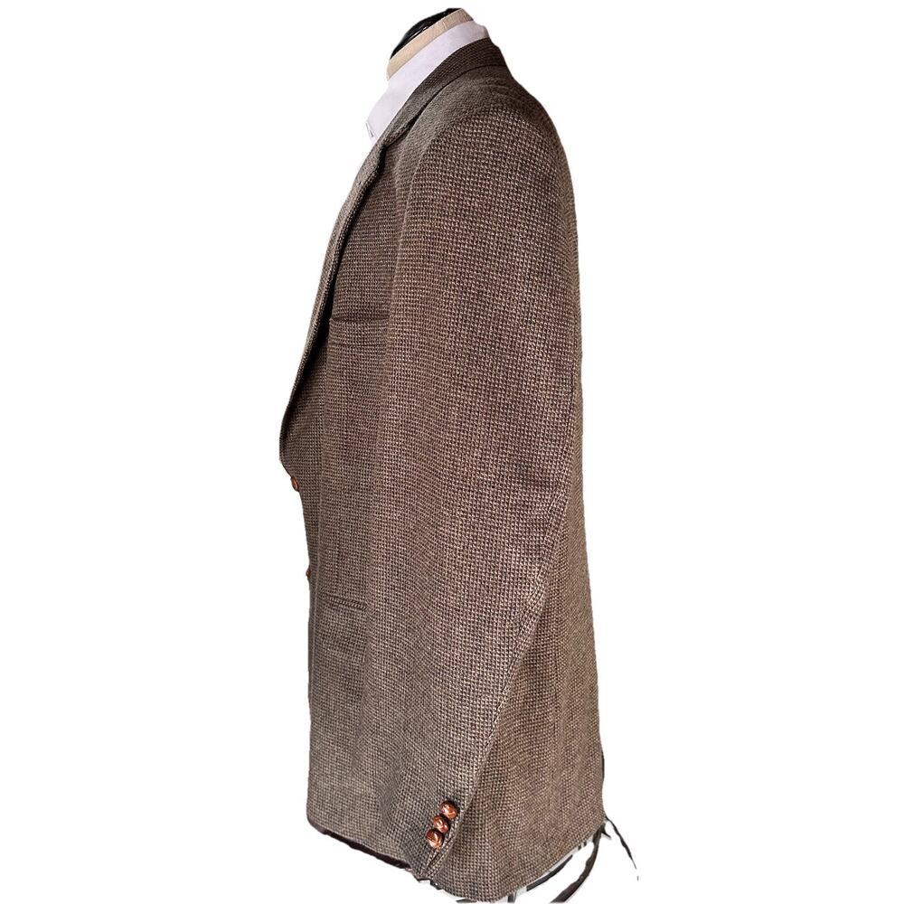 Corporate Casuals Sport Coat Men 50L Lambswool Tweed Brown Olive - Picture 4 of 10